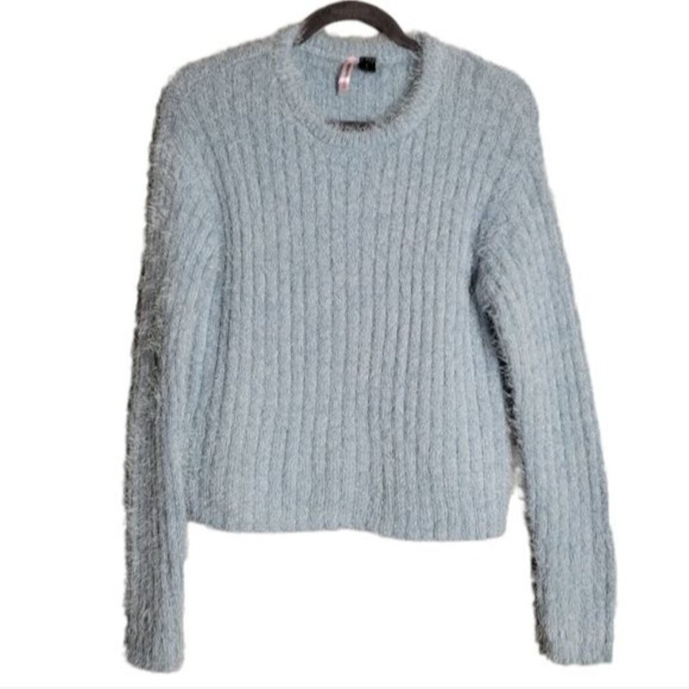 Love by‎ Design crew neck eyelash knit sweater soft baby blue sz L